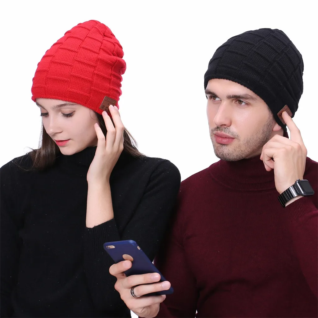 Унисекс Кепка вязаная шапка Bluetooth музыкальная с стерео наушниками гарнитура