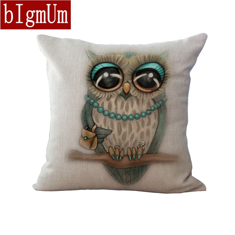 Чехол для подушки с мультяшным принтом декоративная льняная хлопчатобумажная