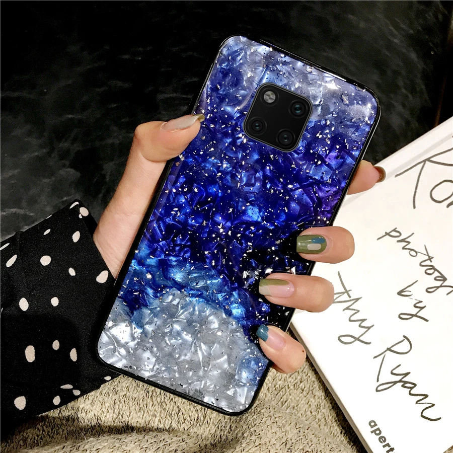 For Huawei Honor 10 V10 8X case glitter powder Gold Foil Marble Back for Mate 20 Pro P30 Soft Silicon phone shell | Мобильные