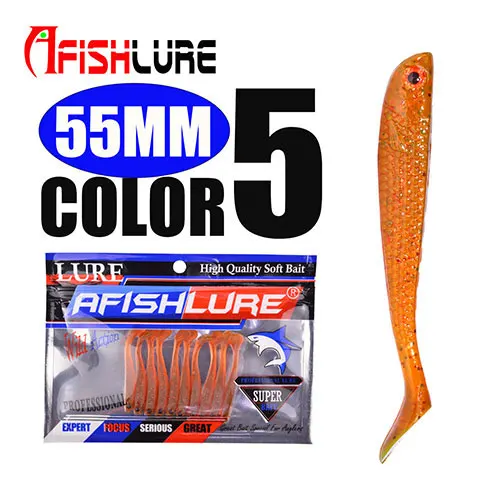 Color5 Afishlure Мягкая приманка для рыбы 55 мм 1,15g для рыбалки, мягкие блесны на удочку силиконовые бас гольян приманки твердая приманка Пластик приманка рыболовные 10 шт./пакет - Цвет: Color5