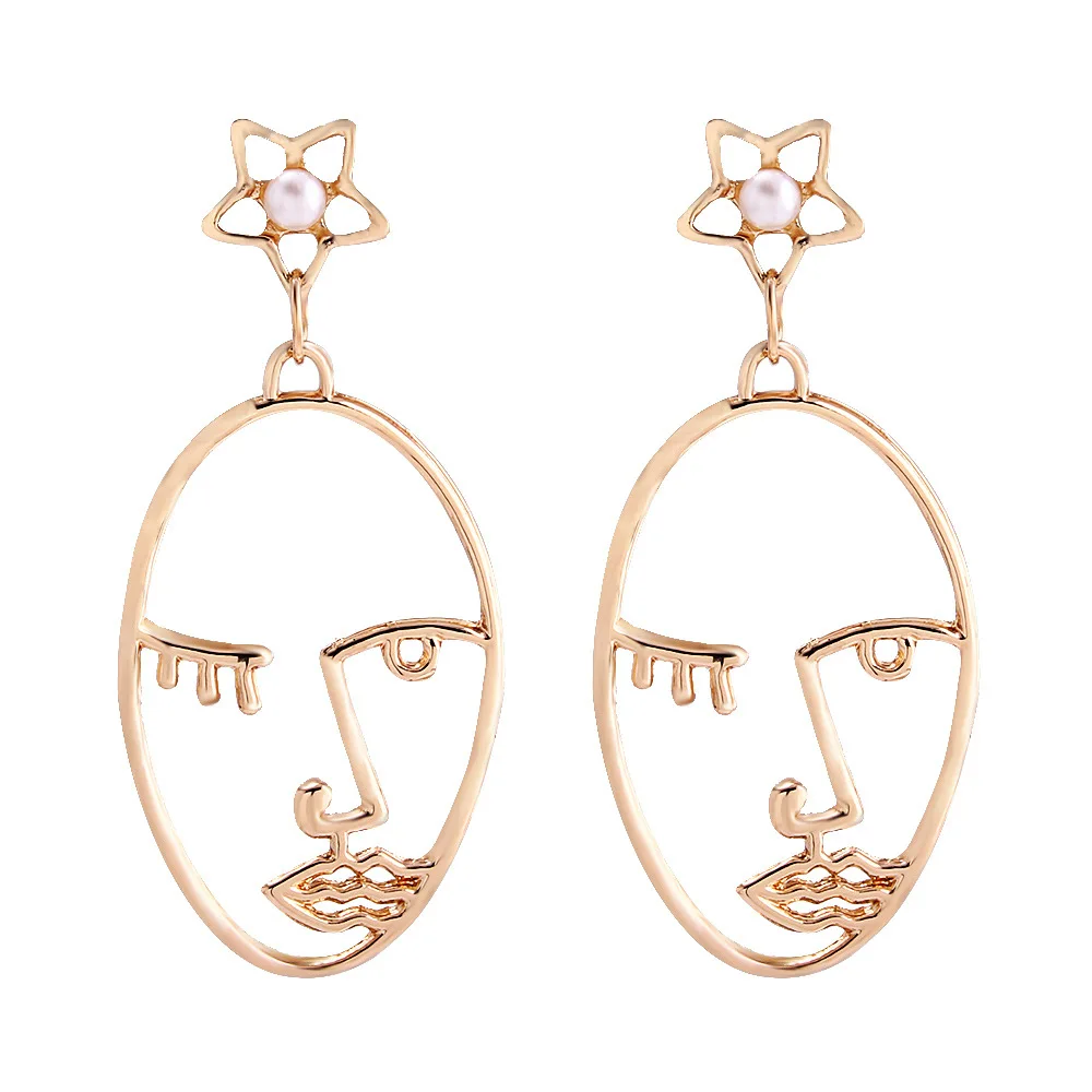 24 стиля! Абстрактные человеческие контуры лица серьги гвоздики трендовый сплав