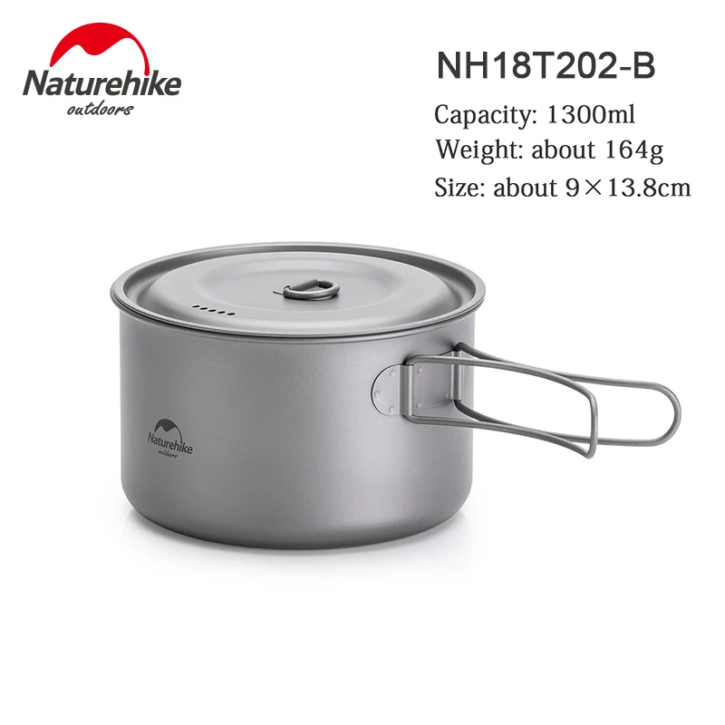 Naturehike открытый титановый горшок, кружка, чашка со складной ручкой ультра-светильник походная посуда для пикника Посуда 800 мл 1250 мл - Цвет: 1300ml pot