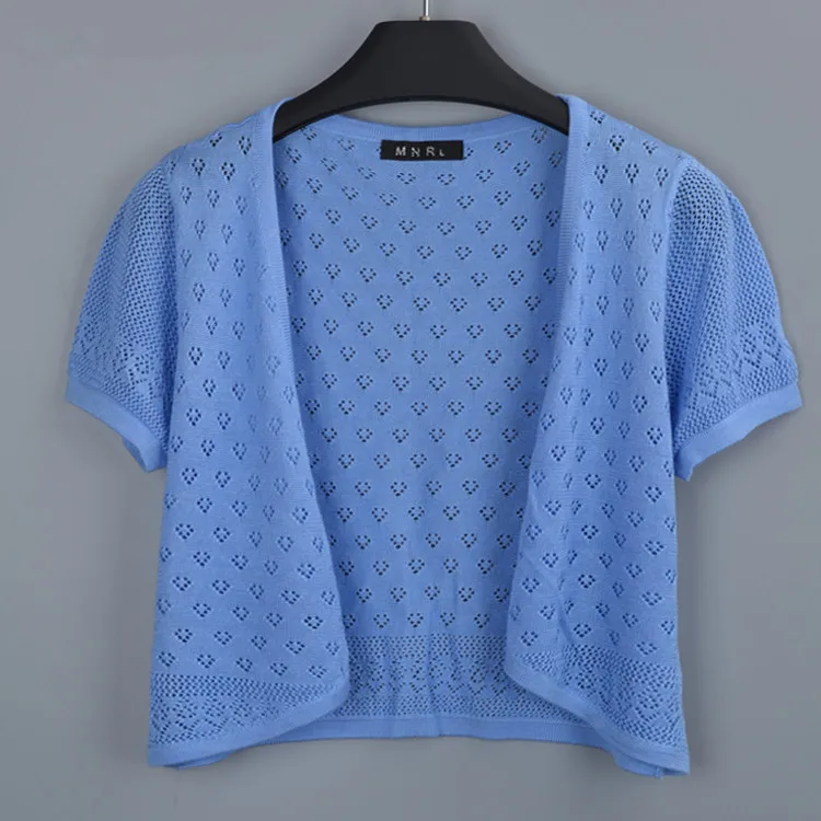 Женский трикотажный кардиган с V-образным вырезом коротким рукавом |