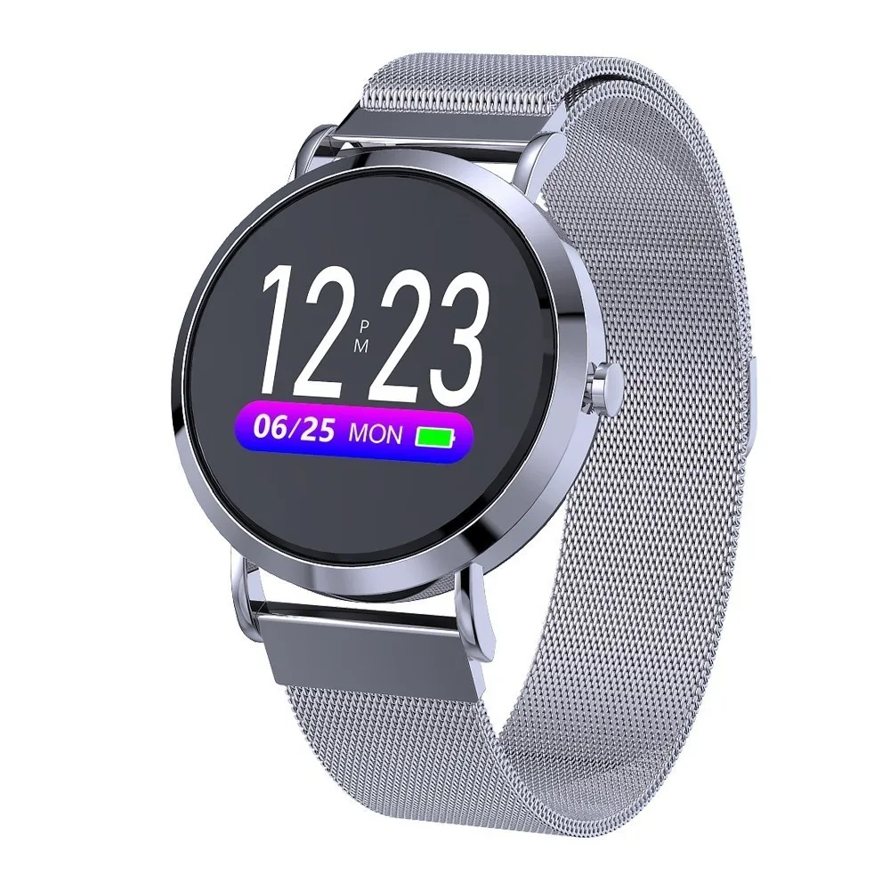 Mjuniu cv08c Модные Смарт часы Классический Bluetooth браслет, кровяное давление/измерительный трекер сердечного ритма cv08c PK Q8 - Цвет: Metal Silver