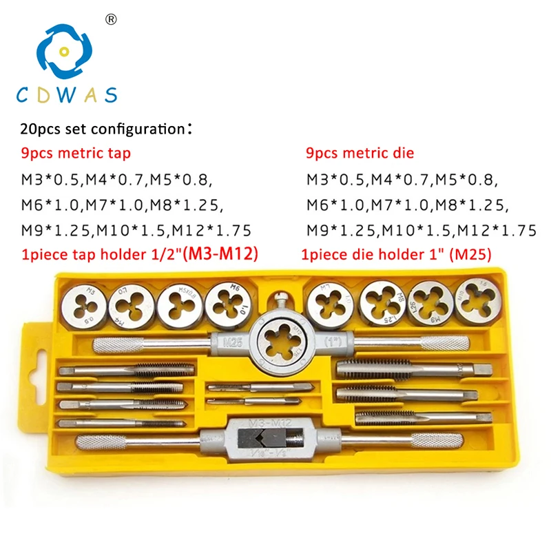 12 шт/20 штук M3 M6 M8 M9 M10 M12 сплав Сталь Tap Die набор ключей нить Вилки краны ключ руку