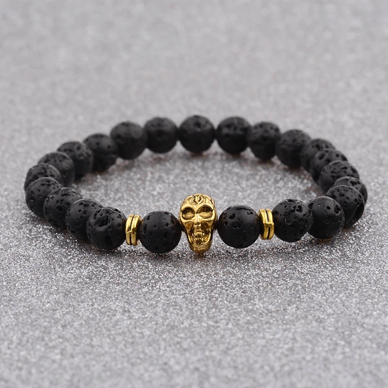 DOUVEI 8 стилей этнический дракон Будда и Лев черные лавовые бусины мужской браслет
