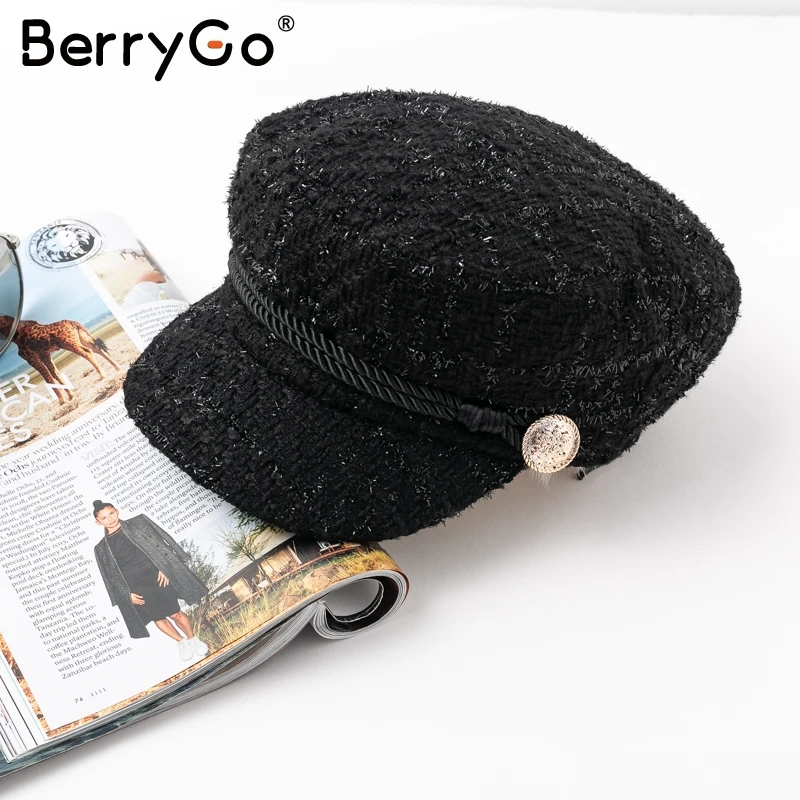 BerryGo Горячая тиснение козырек Военная Кепка женская шапка осень зима хлопок