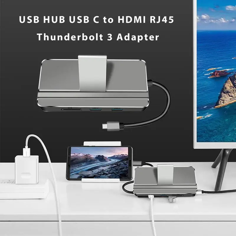 YC217 Hub 7 Port Adapter HDMI Low Temperature USB Computer Accessories for Type C Macbook | Мобильные телефоны и