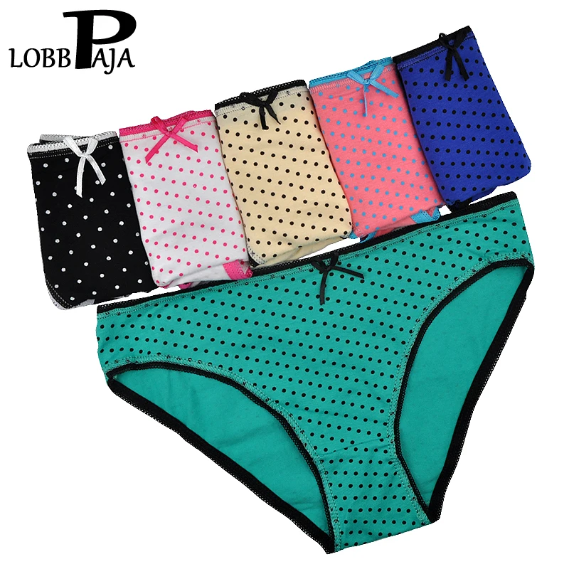 Женские трусики в горошек LOBBPAJA хлопковые 6 шт./партия|lingerie fabric|lingerie collectionlingerie diva |