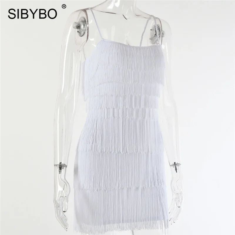 Женское платье для вечеринок Sibybo, на бретельках без рукавов мини юбка с открытой спиной, пляжная повседневная на лето