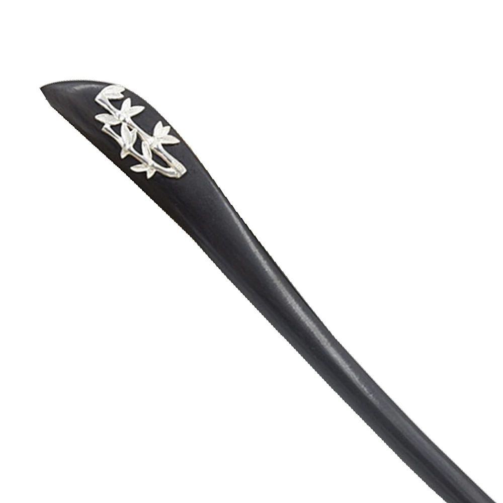 Серебристые бамбуковые ветви Ebony Hairstick винтажная китайская шпилька деревянная вилка для волос женские аксессуары для волос 18 см WIGO1104