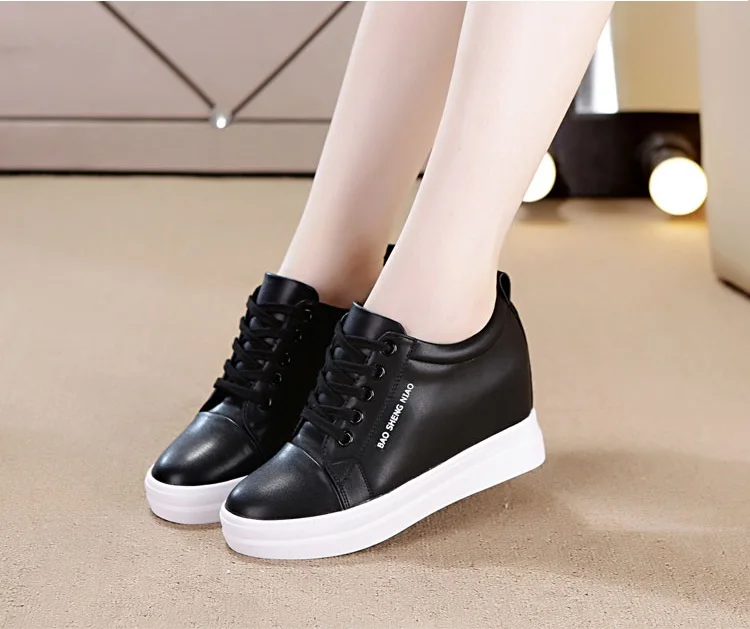 Women Shoes New Waterproof Wedges Woman Casual Shoes Platform Heels Female Leisure Black& White Women Sneakers
