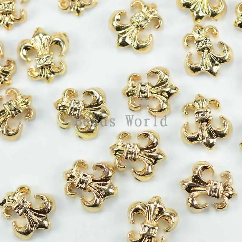 20 шт. 3D сплава позолоченный мода панк флер-де-лис ногтей наклейки для ногтевого