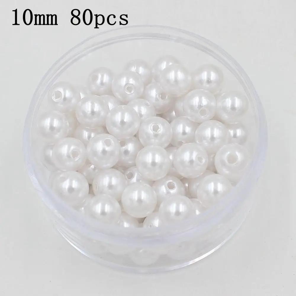 white 10mm 80pcs 3/4/6/8/10/12/14/16/18/20 мм дешевый круглый искусственный жемчуг бусы ручной работы DIY браслет ювелирные изделия Аксессуары для изготовления - Цвет: white 10mm 80pcs