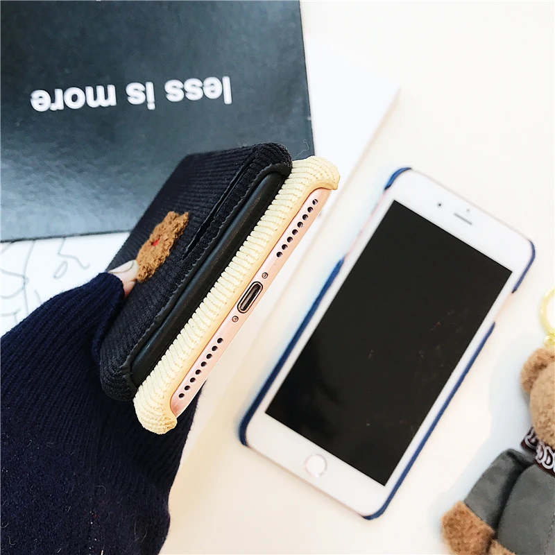 

Warm Fabric Cloth Phone Case For iPhone 11 Pro 6 6S 7 8 Plus X Case Cute Sheep Teddy Hard Cover For iPhone X XR XS MAX SE 2020