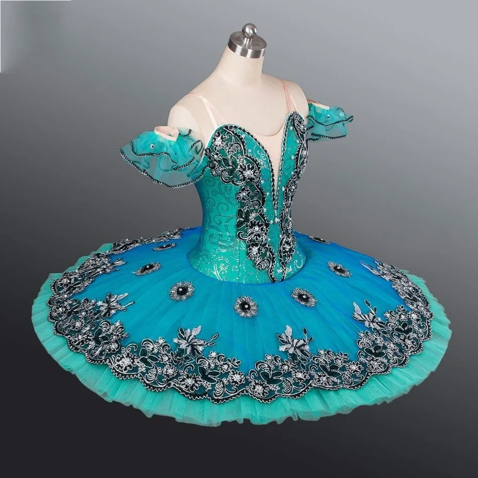 Классическая балетная пачка для взрослых зеленого цвета соревнований синие