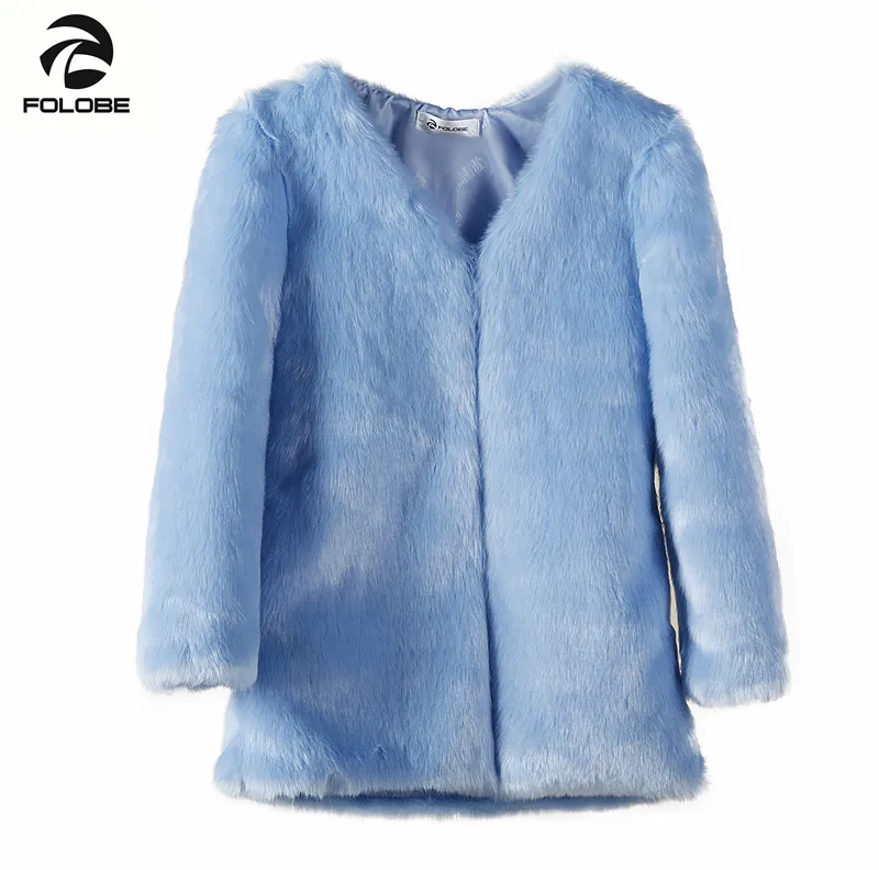 Женское пальто из искусственного меха FOLOBE черное белое темно зеленое длинное