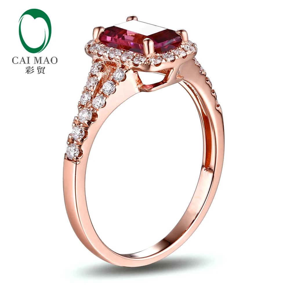 Caimao 10k розовое золото изумрудная огранка 0.93ct розовый турмалин и натуральный