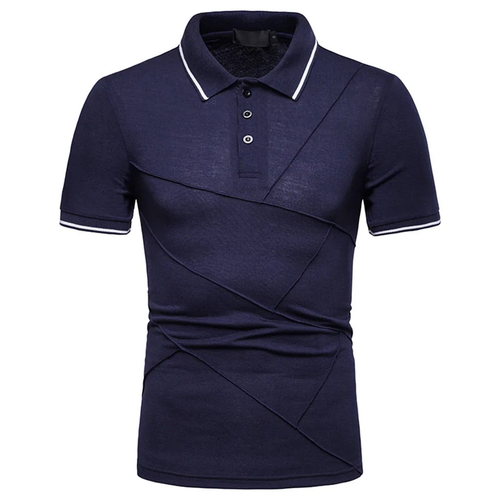 Повседневное Лето 2019 Poloshirt мужские брендовые Смешанный хлопок Кнопка короткий