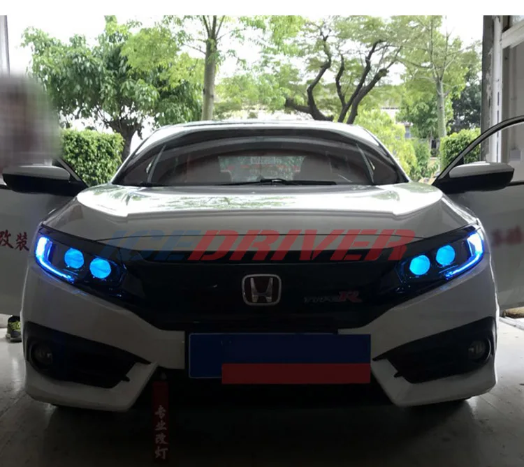 Icedriver для Honda Civic DRL RGB многоцветный светодиодный щит десятое поколение дневных ходовых огней красный синий Демон освещение для глаз лампа