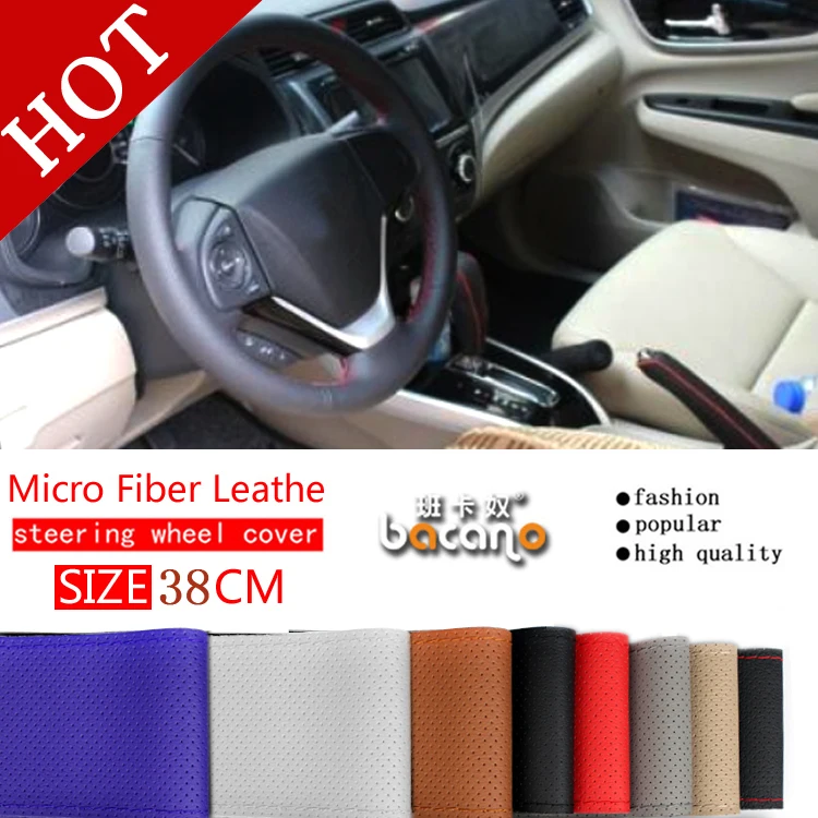 hot micro fiber leather Steering Wheel Cover Car Styling Accessories Volante Esportivo DIY Handmade Case With Needles and Thread |