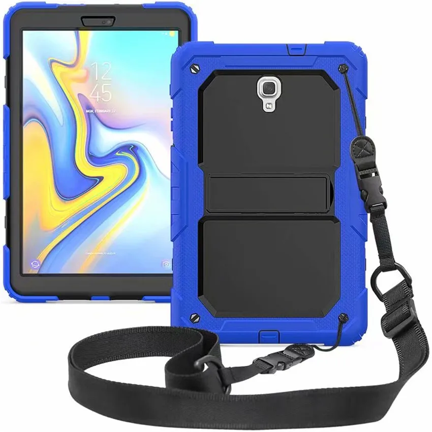 Deep Blue Чехол для Samsung Galaxy Tab A A2 10," T590 T595 T597 планшет детской кожи, безопасный противоударный бронированная крышка+ подставка держатся и ремешок на шею - Цвет: Deep Blue