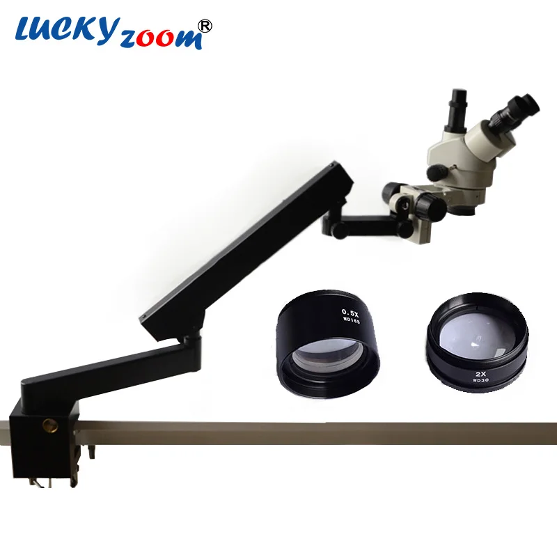 Тринокулярный микроскоп Luckyzoom гибкий тринокулярный с 3 5x 90X стерео зумом и