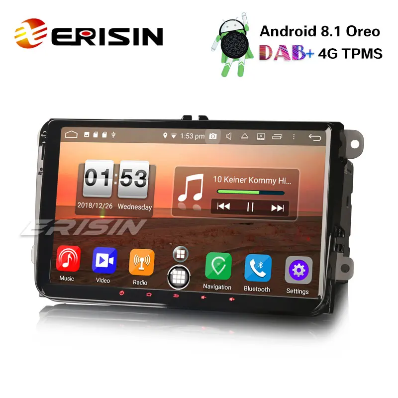 Erisin ES7691V 9 &quotAndroid 8 1 автомобильный стерео DAB + gps OPS BT для VW Passat Golf блок EOS Polo