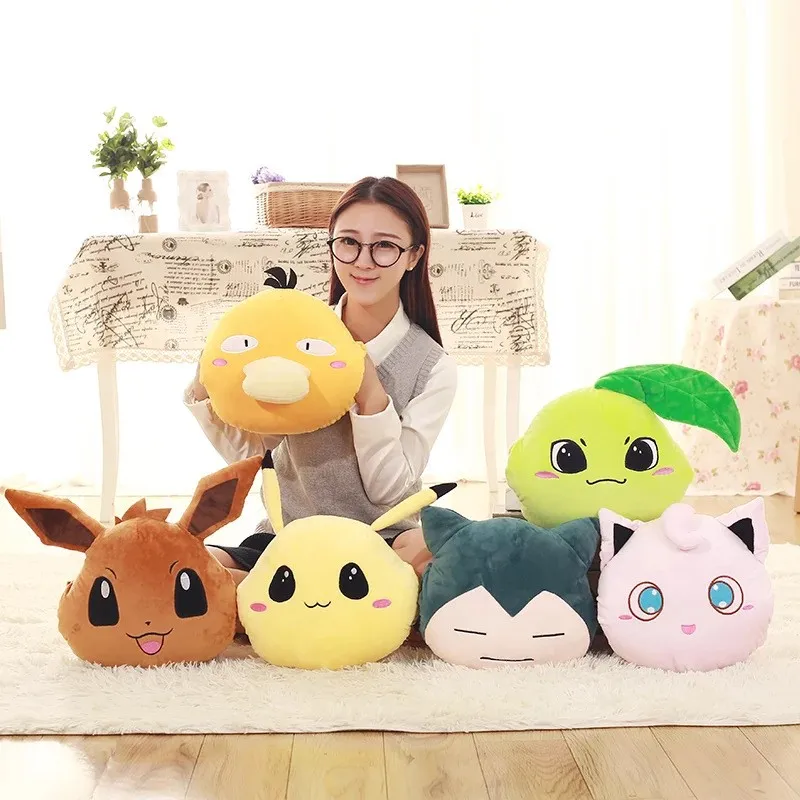 Новая креативная мягкая подушка для рук Snorlax Psyduck Jigglypuff Eevee плюшевая игрушка для детей офисная плюшевая аниме мягкая кукла