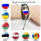 Кожаный браслет с флагом Россия Украина Эстония Латвийская Беларусь Флаг Молдовы браслет EasternEuropean ювелирные изделия подарок для мужчин