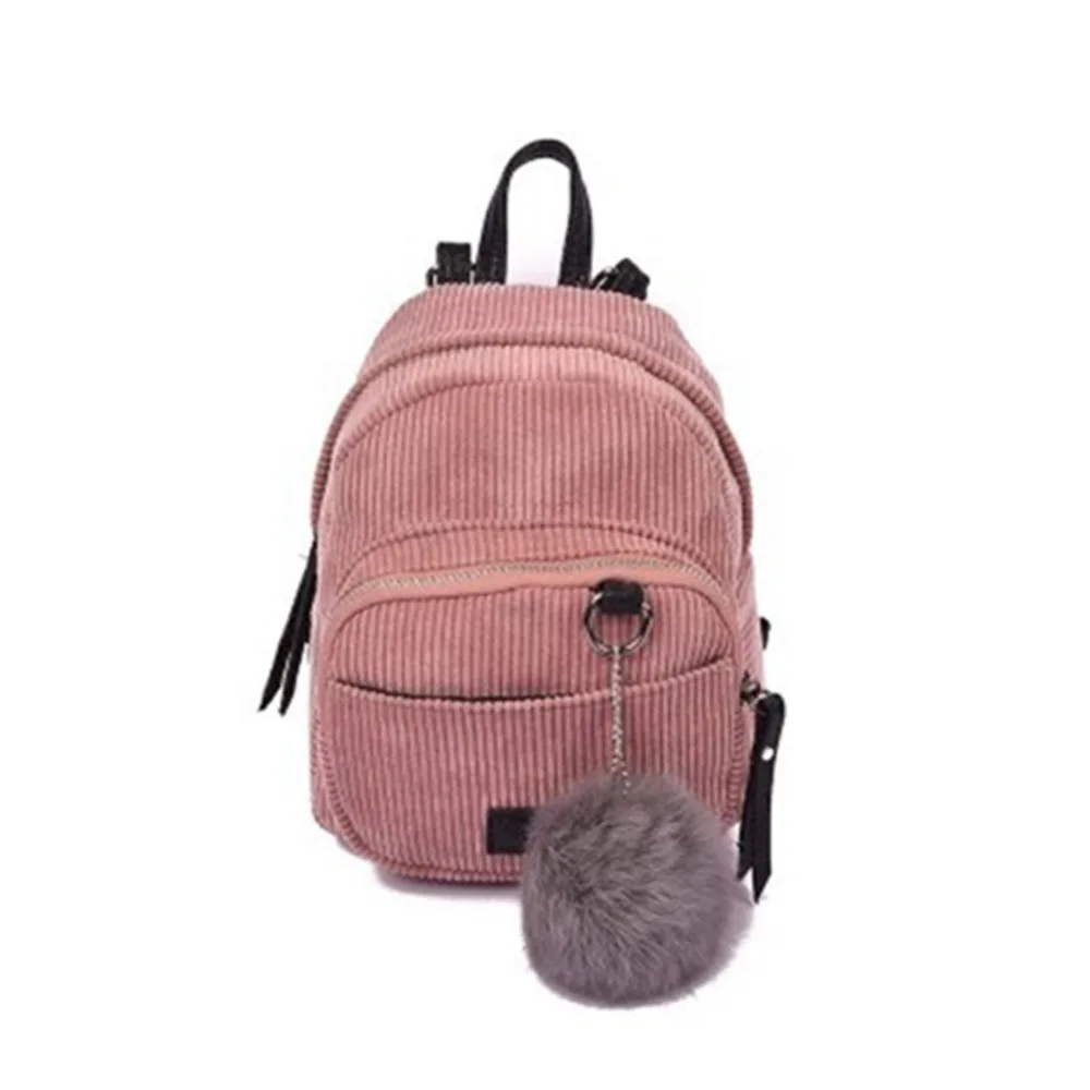 Простые Модные женские рюкзаки из парусины с плюшевым шариком сумка на плечо в