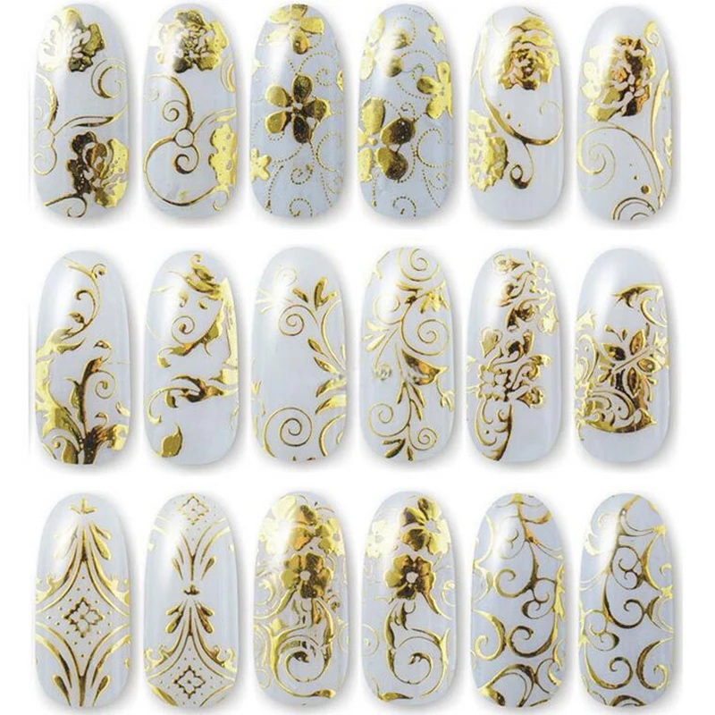 

3D Stickers for Nails Foil Flower Slider Design for Nail Sliders Nails Stickers Manicure Gold Slider for Nails