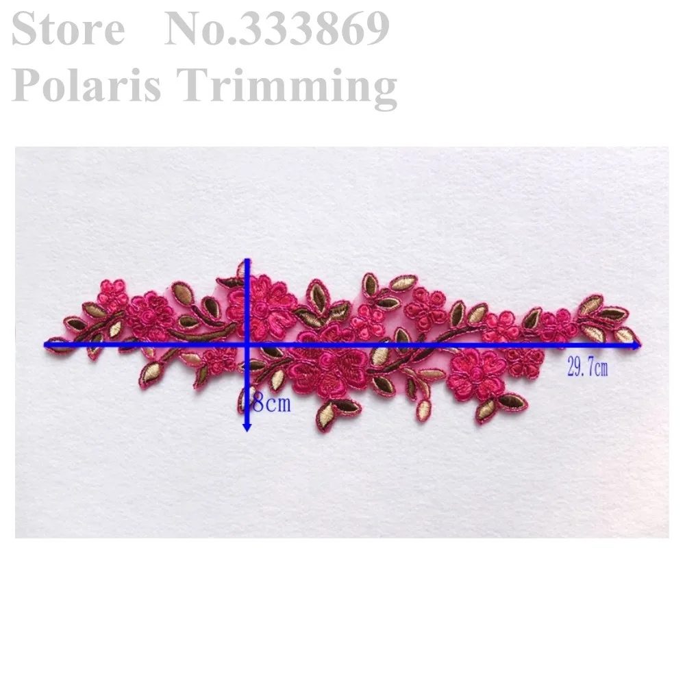 Free Shipping 1pc x Newest Fuchsia Pink/Pink/Maroon Flower Embroidery Lace Applique Trims Patches Motif Sewing DIY Crafts PBNC41 | Дом и сад