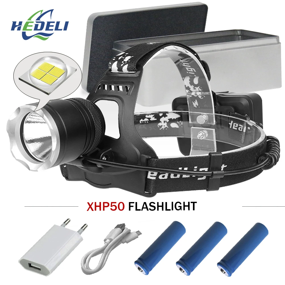 Светодиодный фонарь для кемпинга xhp50 фара usb Светодиодная лампа высокой мощности