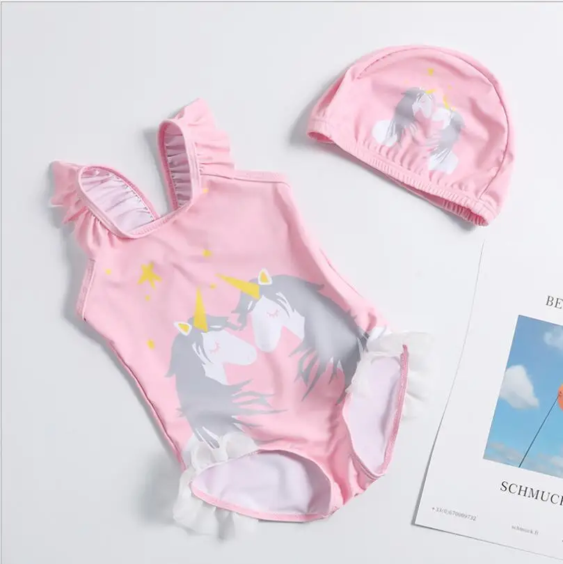 В виде единорога из мультфильма детская одежда милые купальники для девочек Одна