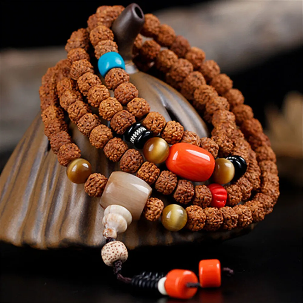 Новый ручной буддийский натуральный 5 лепестков маленький Jingang Bodhi 108 Mala бусы