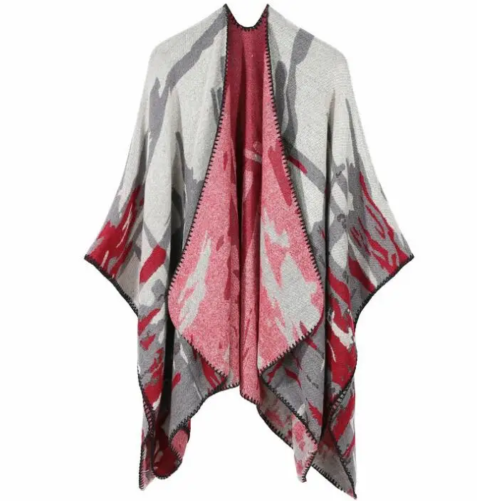 2018 женские зимние вязаные пончо с камуфляжным узором свободные накидки шаль под