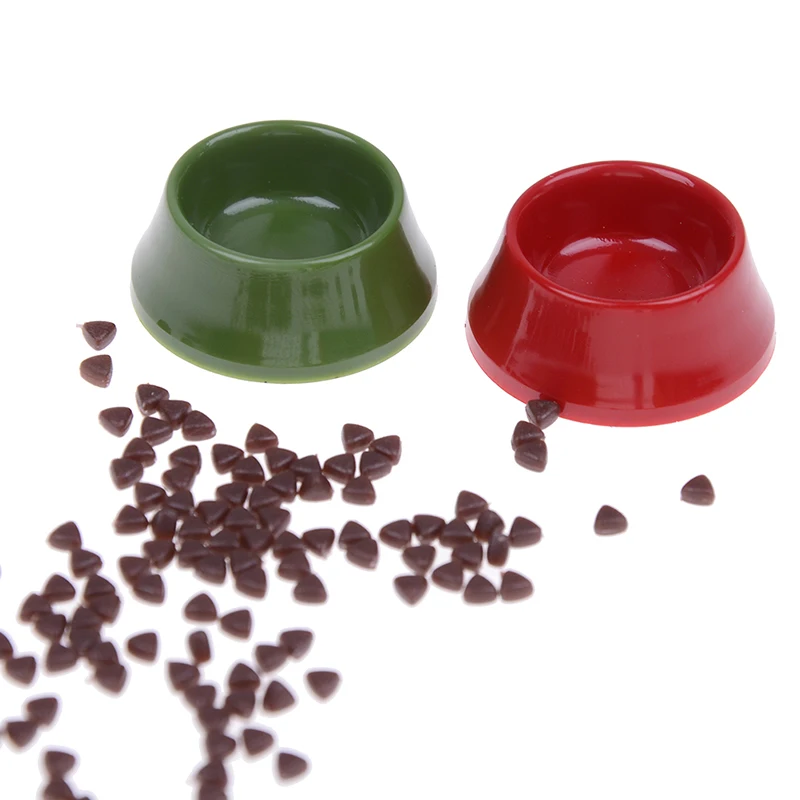 

NEW Pet Dog Food on Bowl for Dolls Accessory Kitchen Garden Courtyard Decoration Life Scene 1/12 Scale Dollhouse Miniature