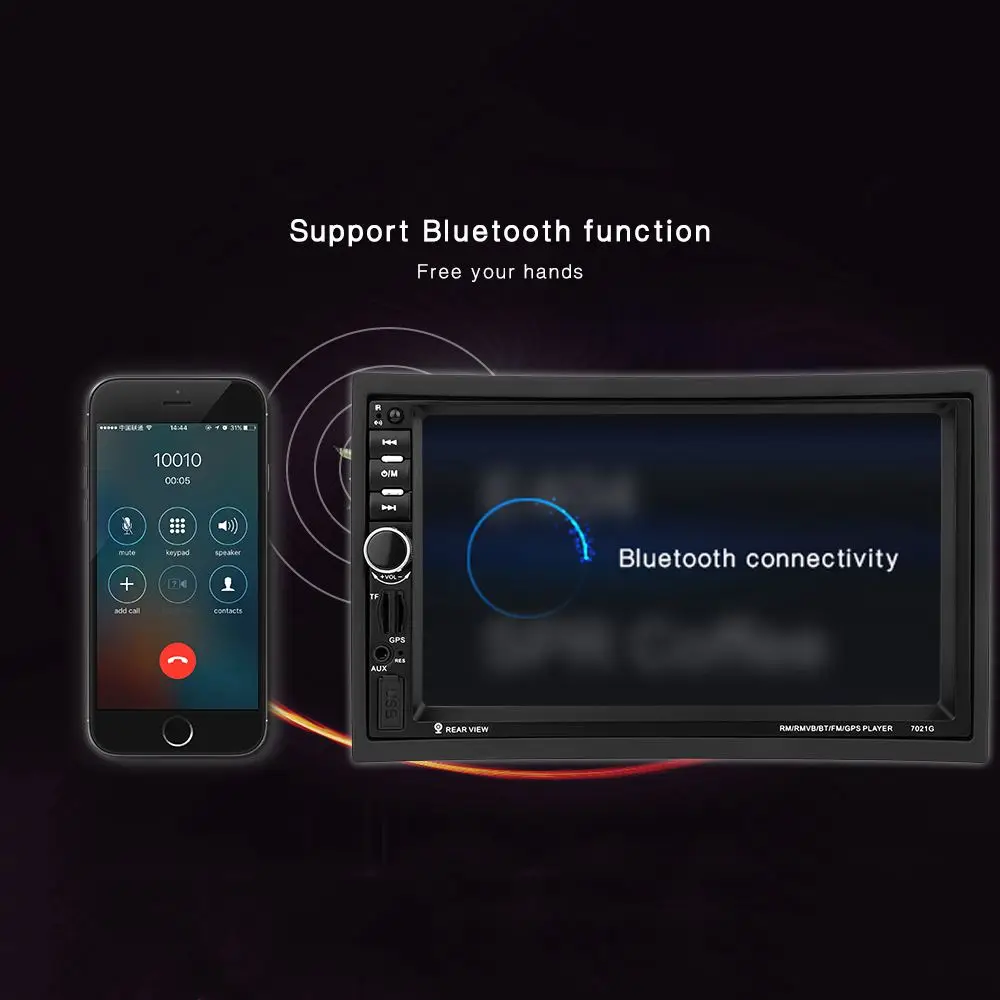 7021G 7 inch 2 Din Car TFT MP5 Bluetooth Multimedia Player With GPS+Southeast Asia Map FM Stereo Radio Video | Автомобили и