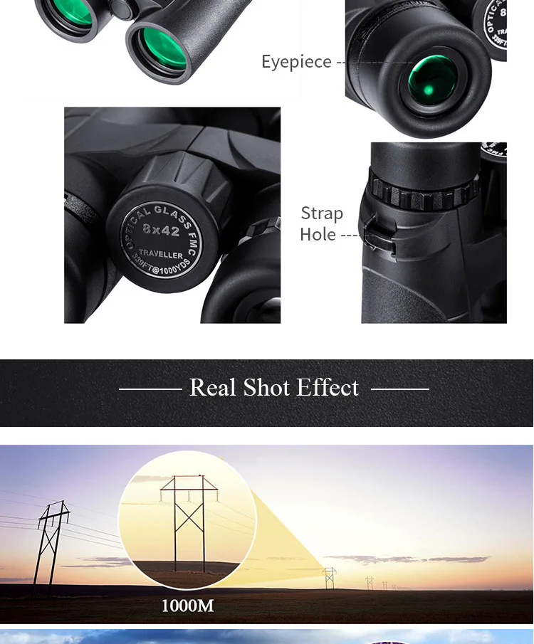 Мощный телескоп ночного видения бинокль зум 10X42 HD оптический spyglass для birdwatch туризма Снайпер Охота Зрительная труба