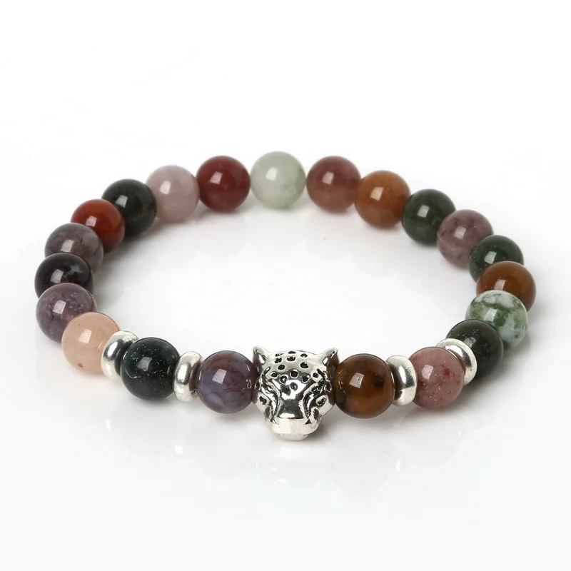 8 мм браслет из натурального камня и с белым говлит Малахит Лава камень Леопард