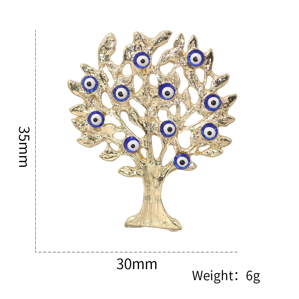 Женская Брошь с голубым сглаза Lucky Kabbalah Life Tree золотистая металлическая брошь на