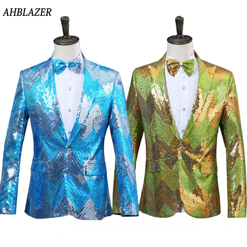 Мужские блестящие вечерние DJ с блестками для сценического выступления певца