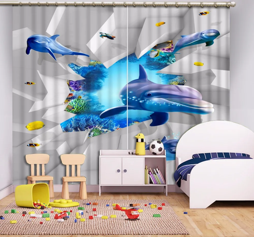 

The underwater world Curtain Kids Room Curtains Home Window Curtain 3D Printing Blackout Sheer Curtains