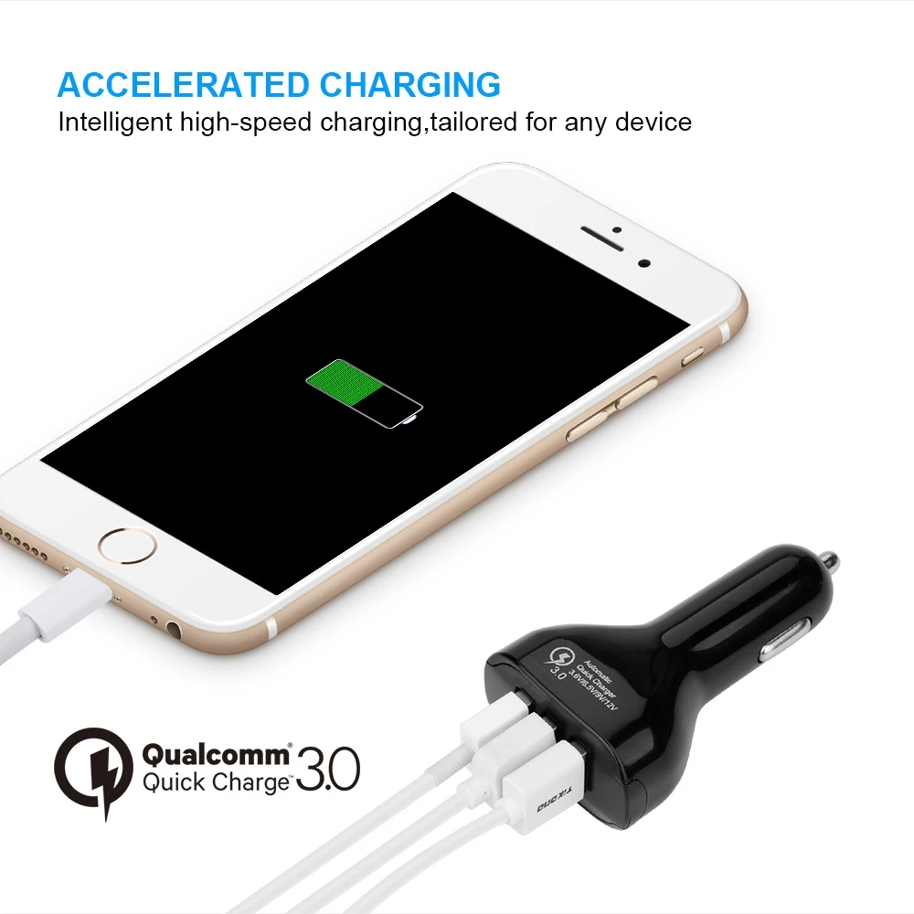 Tikono Быстрая зарядка QC 3 0 USB порта автомобильное зарядное устройство для сотового
