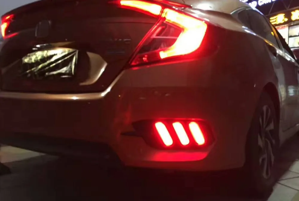 Автомобильная проблесковая 2 шт. для Honda Civic 2016 2017 2018 светодиодный DRL задний бампер