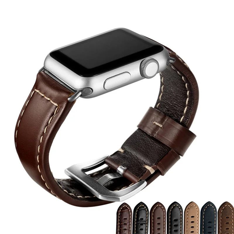Ремешок для часов из натуральной кожи 38 мм 42 спортивный браслет Apple Watch 1 2 3 ремешок