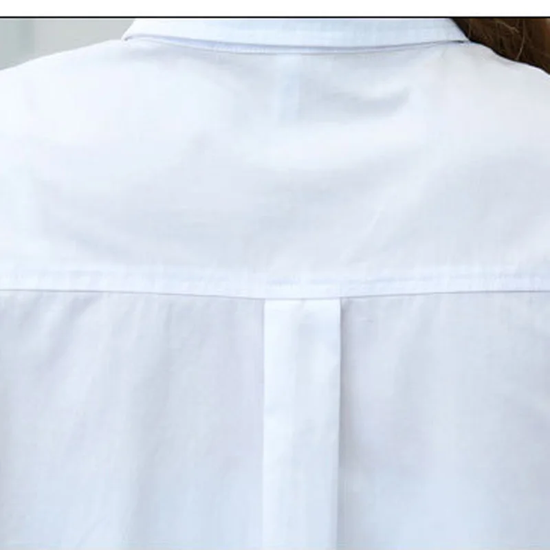 Женские белые осенние рубашки из 100% хлопка коллекция 2016 года повседневные с