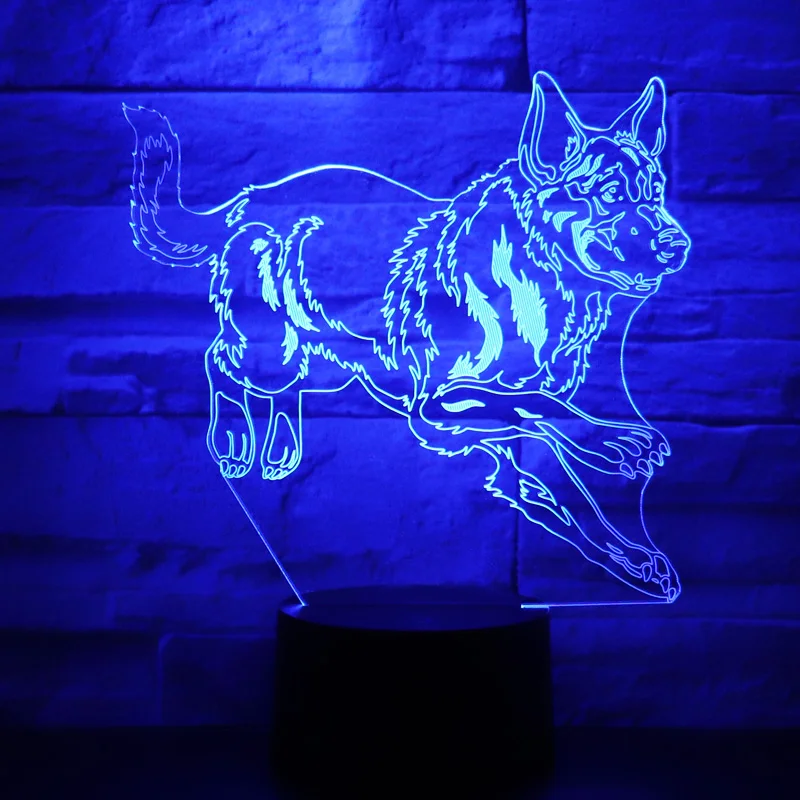 3D LED ночник немецкая овчарка собака с 7 видов цветов лампа для украшения дома