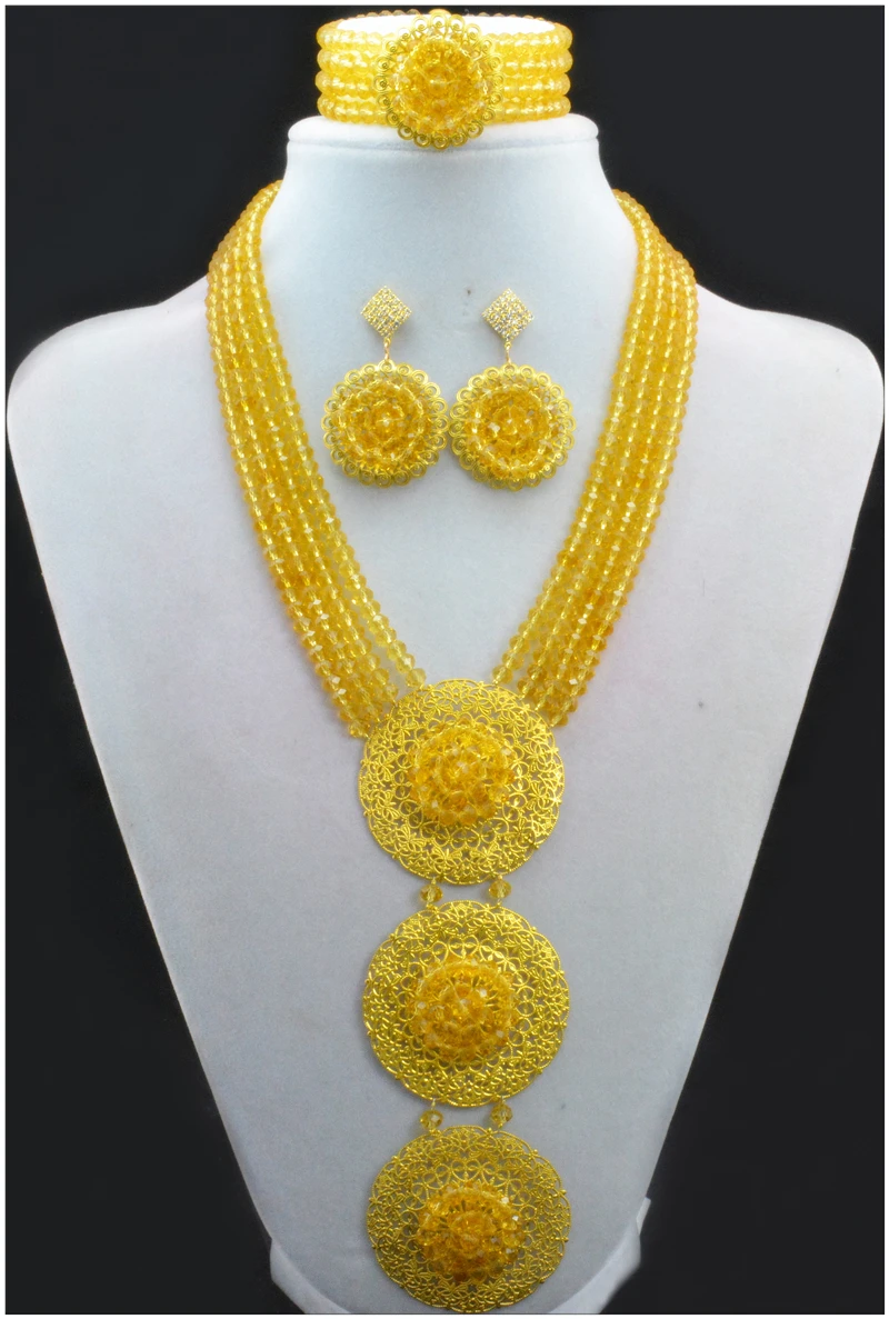 Модные нигерийские Африканские свадебные бусы ювелирный набор ожерелье с